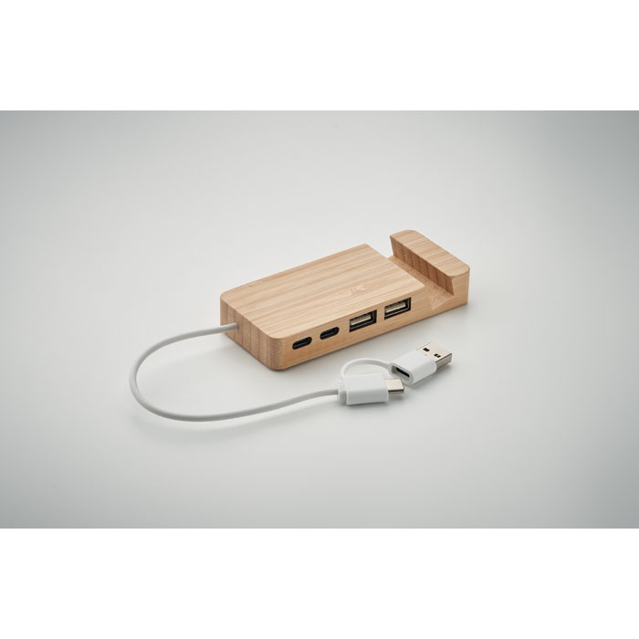 Hub USB a 4 porte in bamboo - 5