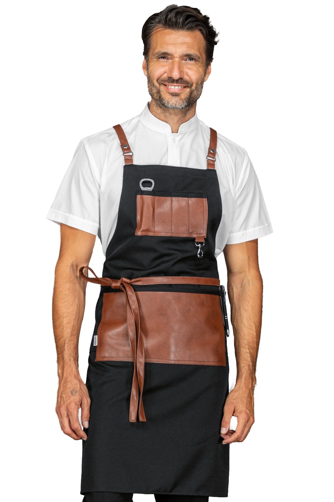 Grembiule Bristol  con inserti e lacci in pelle - 100% Poliestere