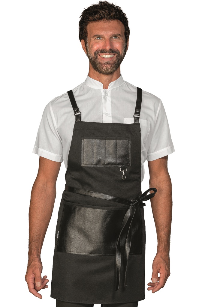 Grembiule Bristol short con inserti e lacci in pelle - 100% Poliestere