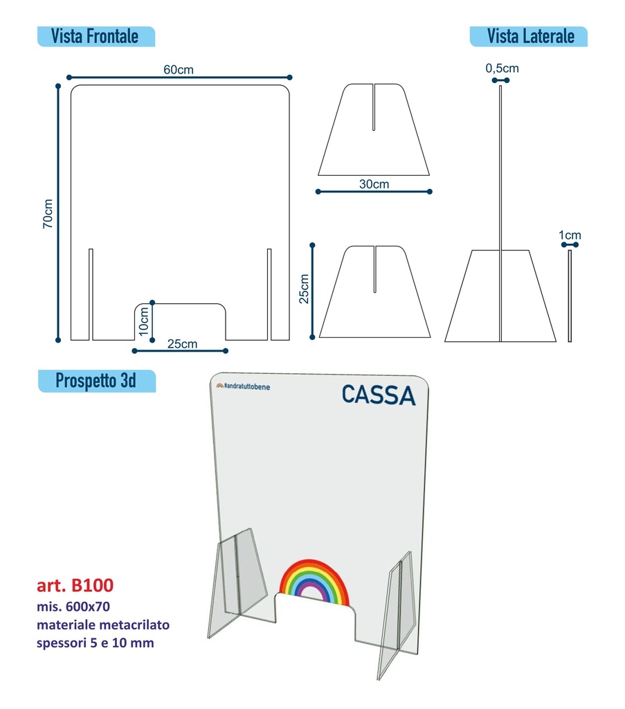 BARRIERA ANTIDROPLET DIMENSIONE cm.60x70