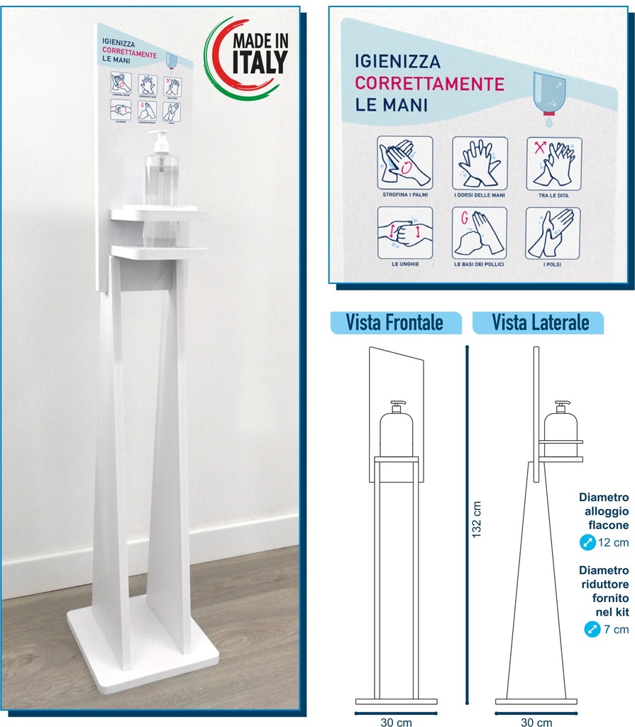 COLONNINA DISPENCER IGIENIZZANTE MANI