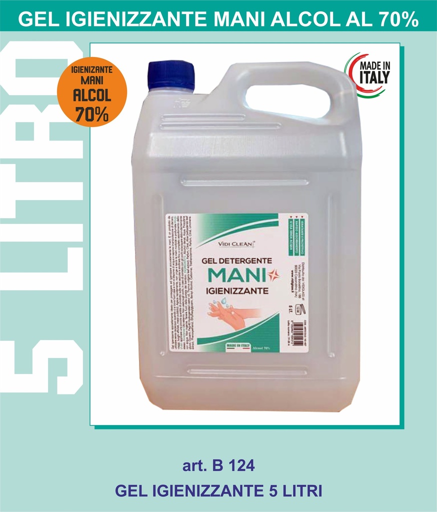 GEL IGIENIZZANTE MANI ALCOL 70% CONFEZIONE DA 5 LITRI