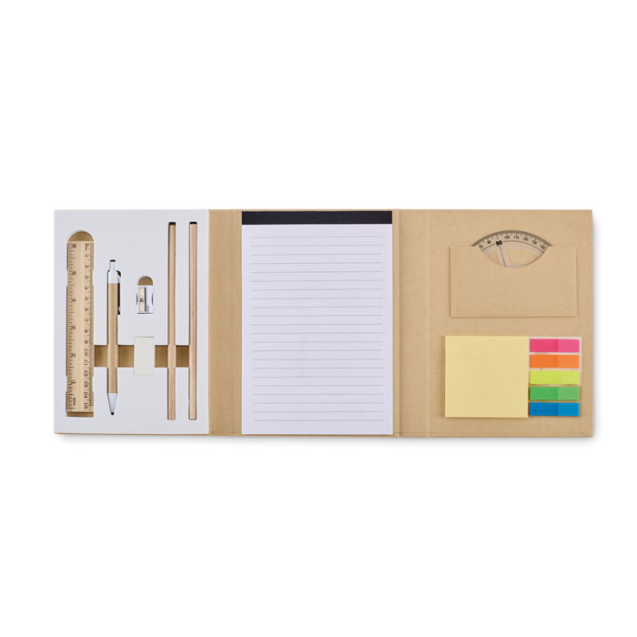 Set di cancelleria con blocco note