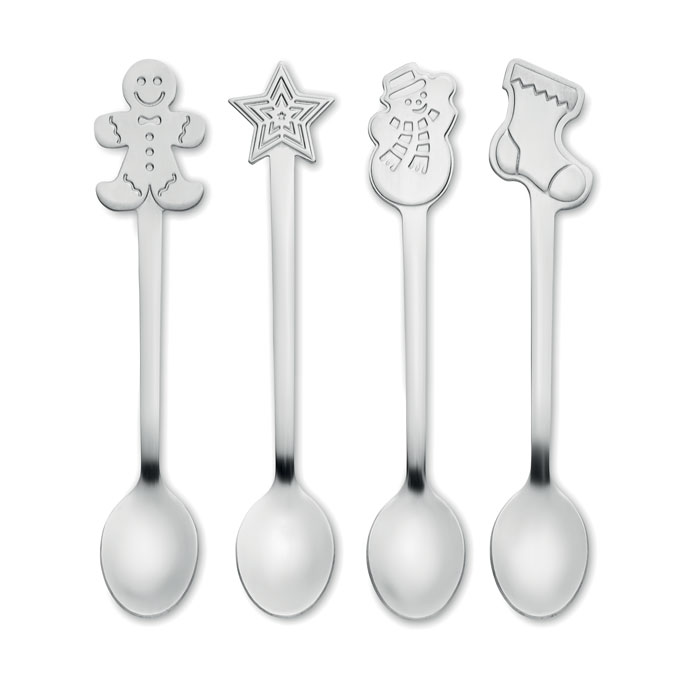 Set: 4 cucchiai da tè natalizi