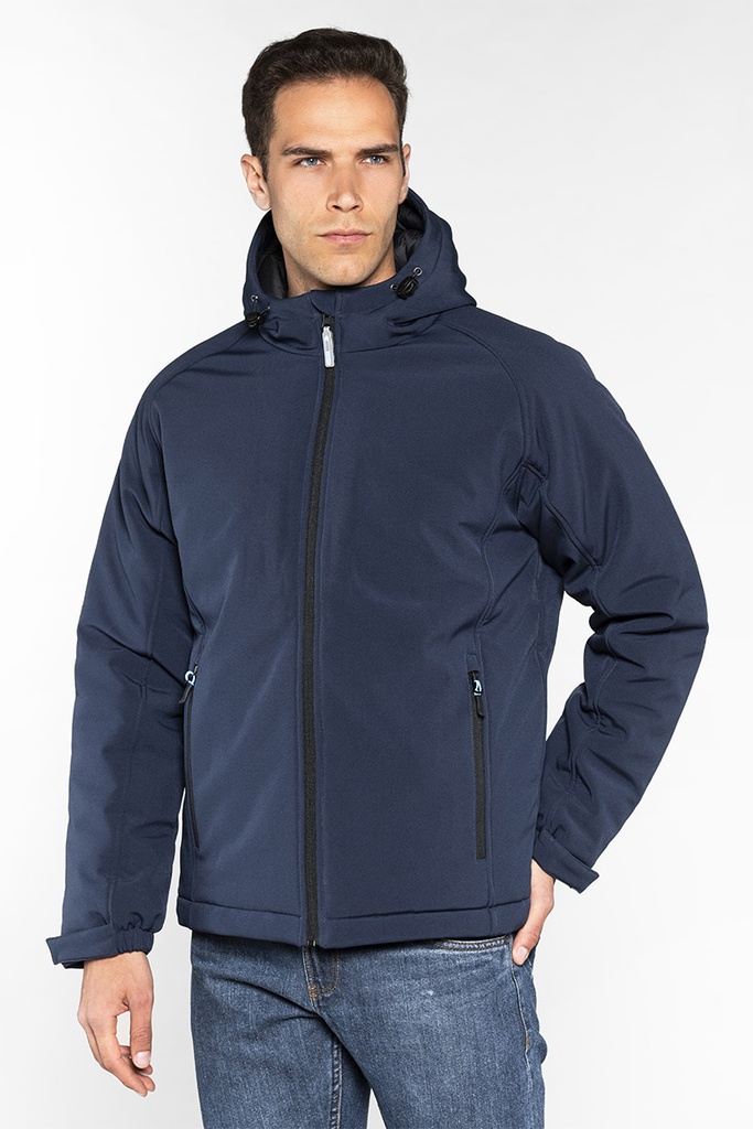 SOFTSHELL IMBOTTITO CON ZIP E CAPPUCCIO