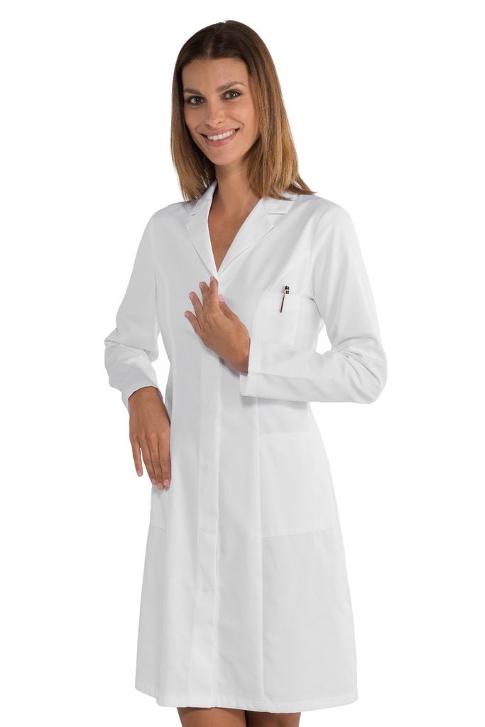 Camice Donna Valencia SLIM Bianco - Manica Lunga - 65% Poliestere 35% Cotone - 195 Gr/m²