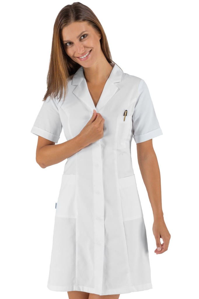Camice Donna Valencia SLIM Bianco - Mezza Manica - 100% Cotone Satin