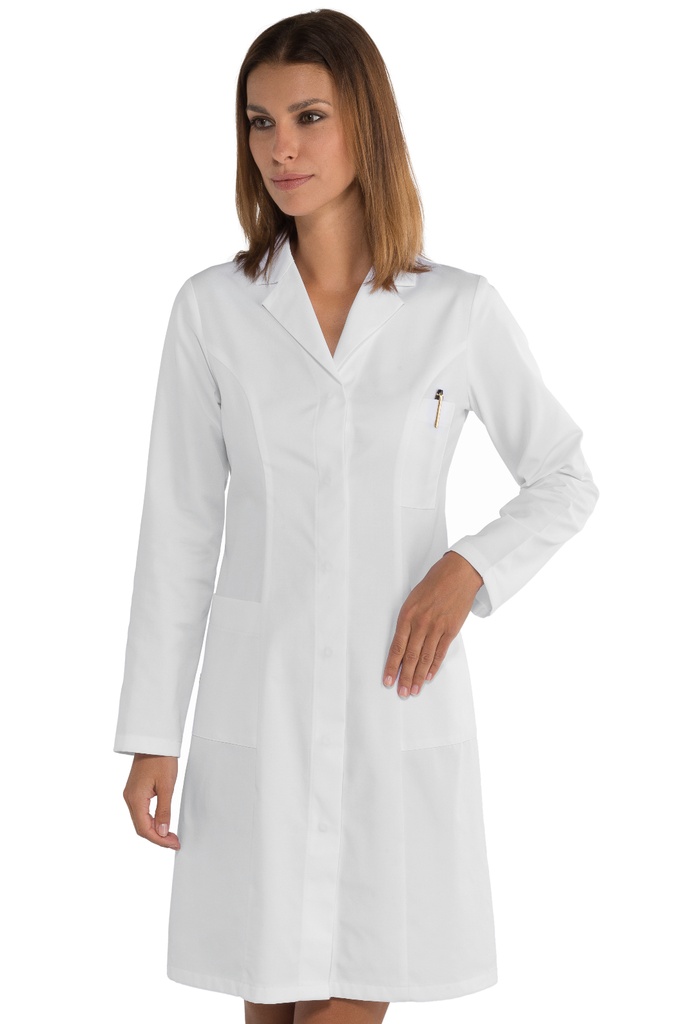 Camice Donna Valencia SLIM Bianco - Manica Lunga - 65% Poliestere 35% Cotone - 150 Gr/m²