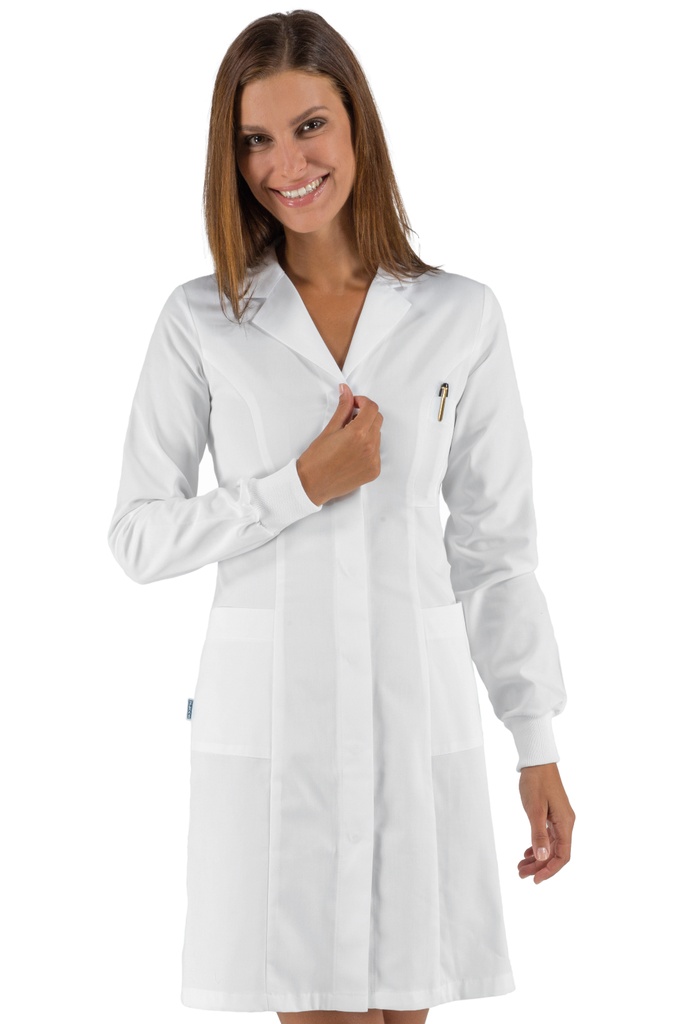 Camice Donna Valencia SLIM Bianco - Polso In Maglia - 100% Poliestere Bohème