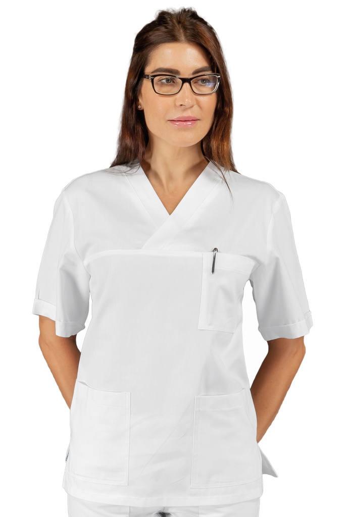 Casacca Collo a V Mezza Manica  - Mezza Manica - 100% Cotone