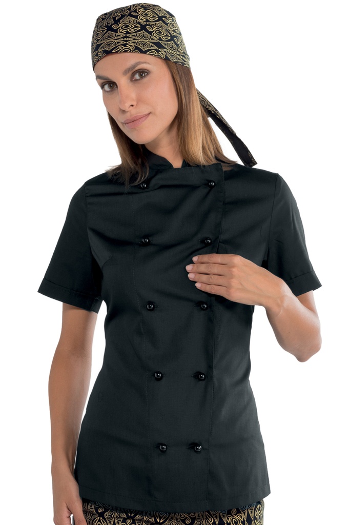 Giacca Lady Chef bottoni antipanico - Mezza Manica - 65% Poliestere 35% Cotone - 195 Gr/m²