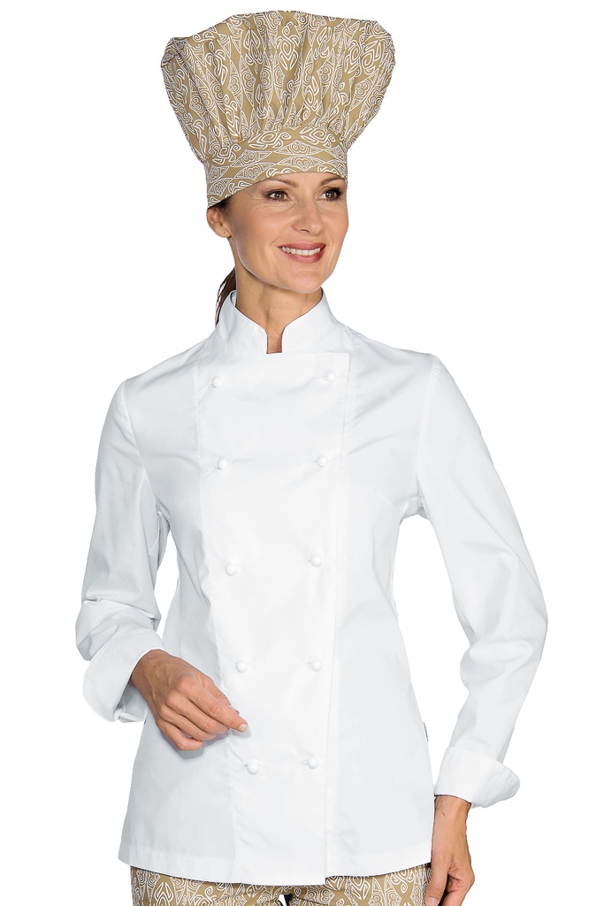 Giacca Lady Chef bottoni antipanico - Manica Lunga - 65% Poliestere 35% Cotone