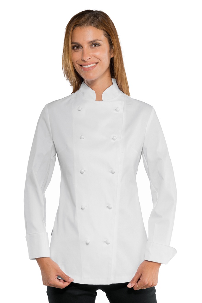 Giacca Lady Chef bottoni antipanico - Manica Lunga - 97% Cotone 3% Spandex - Stretch