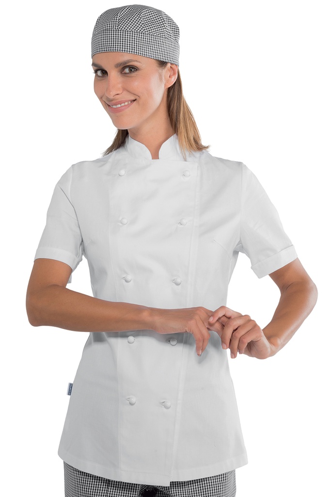 Giacca Lady Chef bottoni antipanico - Mezza Manica - 97% Cotone 3% Spandex - Stretch