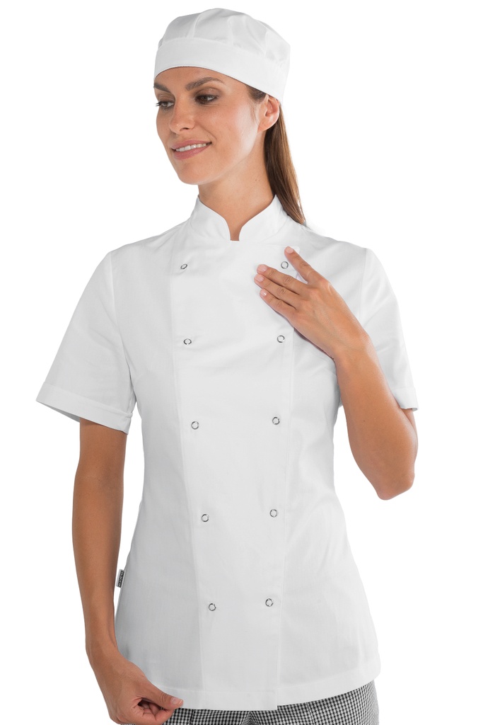 Giacca Lady Chef Bottoni a Pressione - Mezza Manica - 100% Cotone