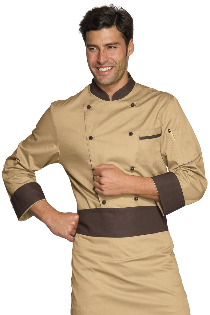 Giacca Cuoco Bicolore - Manica Lunga - 65% Poliestere 35% Cotone