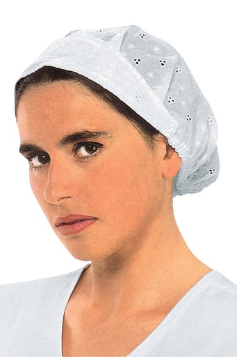 [MG-06765] Cuffia Donna Bianco - 65% Poliestere 35% Cotone - Pizzo San Gallo