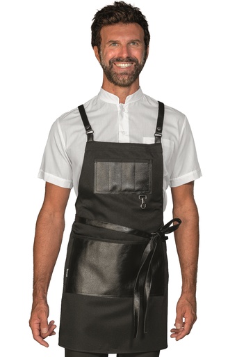 Grembiule Bristol short con inserti e lacci in pelle - 100% Poliestere
