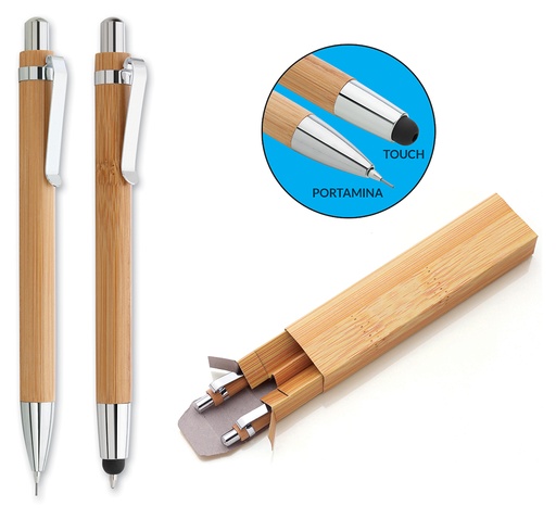 [MG-02056] SET "BAMBU'" PENNA A SCATTO TOUCH + P/MINE