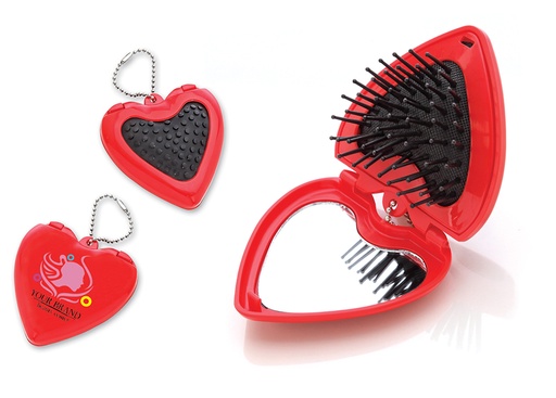 [MG-02230] SPAZZOLA RETRAIBILE CUORE C/SPECCHIO