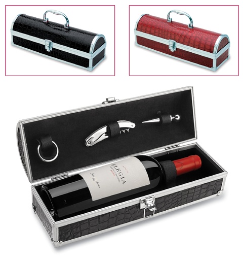 CASSETTA REGALO ECOPELLE E METALLO + SET 3PZ.