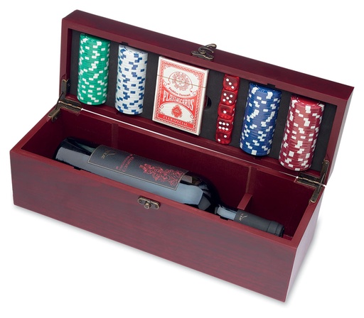 [MG-02297] CASSETTA LEGNO P/BOTT.+SET POKER 100FICHES