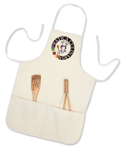[MG-02461] GREMBIULE IN COTONE NATURALE ECRU'135GR.