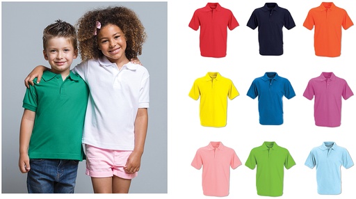 POLO PIQUE' BIMBO MANICA CORTA "JHK" COTONE COLORATO 210GR/M