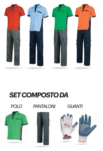 SET PANTALONE DA LAVORO+ POLO + GUANTI