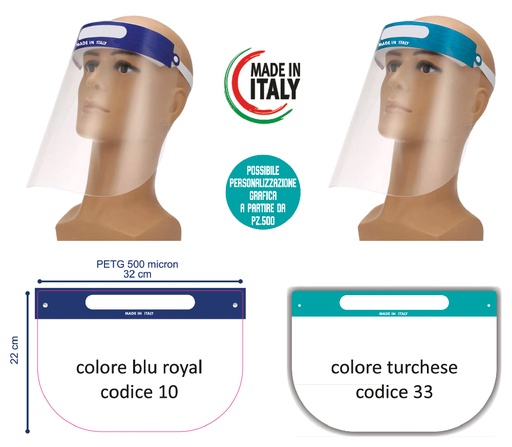 VISIERA PROTETTIVA IN PET da 500 micron MADE IN ITALY