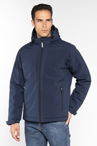 SOFTSHELL IMBOTTITO CON ZIP E CAPPUCCIO